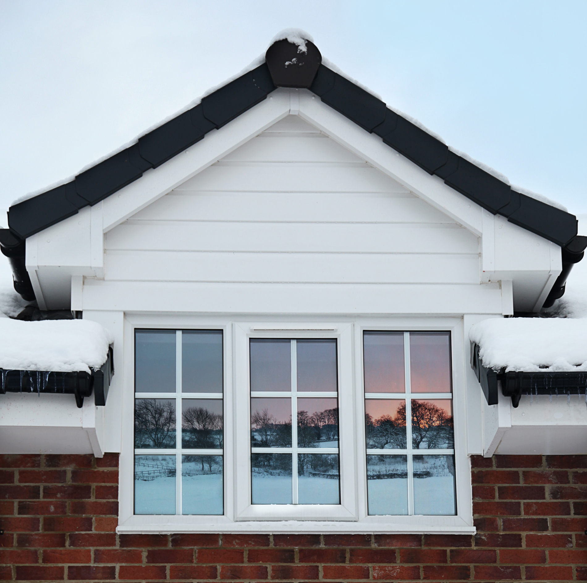 Double Glazing during Winter with Snow and icicles