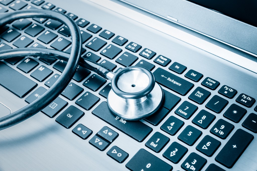Stethoscope Over a Laptop Keyboard